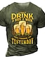 abordables Camisetas 3D de hombre-Hombre Camiseta Camisetas con eslogan Graphic Letra Cerveza Cuello Barco Ropa Impresión 3D Exterior Casual Manga Corta Estampado Vintage Moda Clásico Cómodo