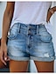 cheap Women&#039;s Shorts-Women&#039;s Jeans Normal Denim Plain Black Blue Fashion Mid Waist Short Office Casual Summer Spring &amp;  Fall