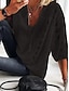 cheap Women&#039;s Clothing-loose    new    lace stitching u-neck three-quarter sleeve top