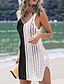 cheap Cover Ups-Women&#039;s Swimwear Cover Up Beach Dress Plus Size Swimsuit Solid Color Hole Black And White Blue White Black Pink Bathing Suits Casual Vacation New / Padless