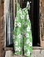 cheap Jumpsuits &amp; Rompers-Women&#039;s Jumpsuit Floral Print Casual Crew Neck Wide Leg Daily Traveling Sleeveless Regular Fit Green Blue White S M L Spring