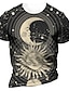 cheap Men&#039;s 3D T-shirts-Men&#039;s Unisex T shirt 3D Print Graphic Prints Moon Sun Crew Neck Street Daily Print Short Sleeve Tops Casual Designer Big and Tall Sports Black Brown