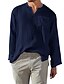 cheap Men&#039;s Casual Shirts-Men&#039;s Linen Shirt Casual Shirt Solid Color V Neck Black White Pink Red Navy Blue Outdoor Street Long Sleeve Clothing Apparel Classic Comfortable