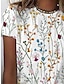 olcso Női pólók-Női Póló Virágos Kollázs Nyomtatott Hétköznapi Napi Szabadság Alap Rövid ujjú Kerek Fehér