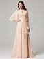 cheap Mother of the Bride Dresses-A-Line Mother of the Bride Dress Luxurious Elegant Jewel Neck Sweep / Brush Train Chiffon Half Sleeve with Pleats Beading 2022