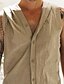 cheap Men&#039;s Casual Shirts-Men&#039;s Casual Shirt Solid Color V Neck Street Casual Button-Down Sleeveless Tops Casual Fashion Breathable Comfortable Black Beige