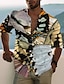 cheap Hawaiian Shirts-Men&#039;s Summer Hawaiian Shirt Shirt 3D Print Butterfly Animal Stand Collar Casual Daily Button-Down Print Long Sleeve Tops Designer Casual Fashion Comfortable Yellow