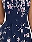 preiswerte Bedruckte Kleider-Damen Casual kleid Schaukelkleid Midikleid Marineblau Ärmellos Blumen Bedruckt Sommer Frühling Rundhalsausschnitt Elegant 2023 S M L XL XXL