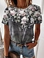 cheap Tees &amp; T Shirts-Women&#039;s T shirt Tee Floral Casual Holiday Weekend Floral Painting Short Sleeve T shirt Tee Round Neck Print Basic Essential Green Gray Purple S / 3D Print