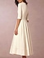 cheap Wedding Dresses-Bridal Shower Little White Dresses Wedding Dresses Tea Length A-Line Half Sleeve V Neck Satin With Pleats 2023 Bridal Gowns