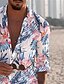 cheap Hawaiian Shirts-Men&#039;s Summer Hawaiian Shirt Shirt Floral Turndown Street Casual Button-Down Print Long Sleeve Tops Designer Casual Fashion Breathable Black / White Purple Rainbow