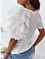 economico Top da donna Basic-Per donna maglietta Liscio Con balze Informale Fine settimana Essenziale Manica corta Rotonda Nero