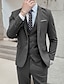 お買い得  スーツ-ブラック/アイボリー/ブルー メンズ ウェディング スーツ ビジネス フォーマル ワークウェア スーツ 3 ピース ソリッド カラー スタンダード フィット シングルブレスト 1 ボタン 花婿の付添人 2024