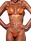 preiswerte Bikini-Sets-Damen Badeanzug Bikinis 2 Stück Trikini Normal Bademode 2 teilig Rückenfrei Sexy Einfarbig Gurt Urlaub Strandbekleidung Badeanzüge