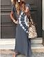 cheap Maxi Dresses-Women&#039;s Long Dress Maxi Dress Dark Gray Brown Short Sleeve Tie Dye Print Spring Summer V Neck Loose Fit S M L XL XXL 3XL