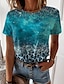 cheap Women&#039;s T-shirts-Women&#039;s Abstract Design T shirt Graphic Leopard Print Round Neck Basic Tops Green Blue Purple / 3D Print