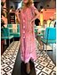 cheap Casual Dresses-Women&#039;s A Line Dress Maxi long Dress Pink Short Sleeve Print Ruched Print Spring Summer V Neck Casual Sexy 2022 S M L XL XXL 3XL