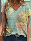cheap Blouses &amp; Shirts-Women&#039;s Blouse T shirt Tee V Neck Print Daily Modern Multi Color Funny T-shirt Sleeve V Neck Summer Regular pea green Green Blue Purple
