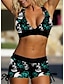 cheap Bikini Sets-Women&#039;s Plus Size Swimwear Bikini 2 Piece Swimsuit Open Back Sexy Printing High Waisted for Big Busts Skull V Wire Vacation Fashion Bathing Suits