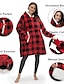 cheap Women&#039;s Sleep &amp; Lounge-Women&#039;s Couple&#039;s 1 pc Pajamas Nightgown Hoddie Blanket Plush Simple Comfort Grid / Plaid Pure Color Fleece Home Party Bed Hoodie Warm Gift Long Sleeve Patchwork Fall Winter Pocket Black Gray