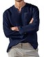 abordables camisas casuales de los hombres-Hombre camisa de lino Camisa casual Color sólido Escote en Pico Negro Blanco Rosa Rojo Azul Marino Exterior Calle Manga Larga Ropa Clásico Cómodo