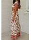 cheap Two Piece Set-Women&#039;s Streetwear Floral Casual Holiday Two Piece Set Square Neck Pant Maxi Skirt Crop Top Blouse Pants Sets Ruffle Print Tops