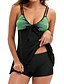 cheap Tankinis-Women&#039;s Swimwear Tankini 2 Piece Plus Size Swimsuit Striped 2 Piece Open Back Printing for Big Busts Black V Wire Camisole Padded Bathing Suits Vacation Holiday New / Modern / Spa / Strap / Strap
