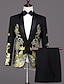 billige Tuxedo dragter-sorte hvide galladragter til mænd bryllupsfest aftensmoking 2-delt sjalkrave blomstret broderet skræddersyet pasform enkeltradet en-knap 2024