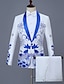 olcso Szmoking öltönyök-fekete fehér férfi báli öltöny esküvői parti esti szmoking 2 részes kendő gallér virágos hímzett szabott szabás egymellű egygombos 2024