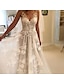 cheap Wedding Dresses-Beach Boho Wedding Dresses A-Line V Neck Sleeveless Sweep / Brush Train Lace Bridal Gowns With Appliques 2024