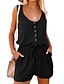 cheap Super Sale-Women&#039;s Jumpsuit Jumpsuit Pocket Button Daily Plain Sleeveless Scoop Neck Spring Regular Black Royal Blue Army Green