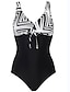 cheap One-Pieces-Women&#039;s Swimwear One Piece Monokini Bathing Suits Normal Swimsuit Striped Color Block Modest Swimwear Tummy Control High Waisted Black V Wire Padded Bathing Suits Vacation Sexy Sports / Strap / New