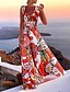cheap Maxi Dresses-Women&#039;s A Line Dress Maxi long Dress Blue White Sleeveless Floral Print Spring Summer V Neck Elegant Vacation 2022 S M L XL XXL 3XL