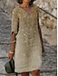 cheap Print Dresses-Women&#039;s Casual Dress Shift Dress Midi Dress fluorescent yellow khaki Half Sleeve Abstract Print Summer Spring V Neck Vintage 2023 S M L XL XXL XXXL 4XL 5XL