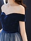 Недорогие Платья для выпускного-A-Line Prom Dresses Color Block Dress Prom Floor Length Short Sleeve Off Shoulder Satin with Pleats 2022 / Formal Evening