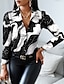 cheap Blouses &amp; Shirts-Women&#039;s Blouse Shirt Floral Theme Floral Graphic Leopard Shirt Collar Button Print Casual Streetwear Tops Blue White Black / 3D Print