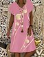 cheap Print Dresses-Women&#039;s Casual Dress Shift Dress Midi Dress Black Pink Wine Short Sleeve Geometric Print Spring Summer V Neck Casual Weekend Loose Fit 2023 S M L XL XXL 3XL