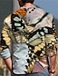 cheap Hawaiian Shirts-Men&#039;s Summer Hawaiian Shirt Shirt 3D Print Butterfly Animal Stand Collar Casual Daily Button-Down Print Long Sleeve Tops Designer Casual Fashion Comfortable Yellow