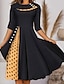 Χαμηλού Κόστους Print Φορέματα-Γυναικεία Καθημερινό φόρεμα Φόρεμα ριχτό από τη μέση και κάτω Φόρεμα μέχρι το γόνατο Μαύρο Ρουμπίνι Βαθυγάλαζο Μισό μανίκι Καρό Τσέπη Καλοκαίρι Άνοιξη Στρογγυλή Ψηλή Λαιμόκοψη Κομψό Χαλαρή Εφαρμογή
