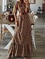 cheap Maxi Boho Dresses-Women&#039;s Casual Dress Swing Dress Boho Dress Long Dress Maxi Dress Wine Khaki Half Sleeve Floral Ruffle Fall Spring Autumn V Neck Weekend 2023 S M L XL XXL
