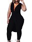 cheap Women&#039;s Plus Size Jumpsuits-Women&#039;s Plus Size Curve Jumpsuit V Neck Solid Color Casual Casual Daily High Full Length Spring Summer White Black Gray L XL XXL 3XL 4XL