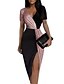 cheap Party Dresses-Women&#039;s Party Dress Bodycon Sheath Dress Midi Dress Silver Yellow Pink Short Sleeve Color Block Patchwork Summer Spring V Neck Vacation 2023 S M L XL XXL 3XL