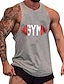 cheap Gym Tank Tops-Men&#039;s Tank Top Vest Undershirt Hot Stamping Graphic Letter Crew Neck Street Casual Print Sleeveless Tops Cotton Lightweight Fashion Breathable Comfortable Blue White Black / Summer