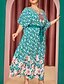 cheap Plus Size Maxi Dresses-Women&#039;s Plus Size Holiday Dress Floral V Neck Print Half Sleeve Fall Spring Casual Maxi long Dress Causal Daily Dress