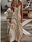 cheap Print Dresses-Women&#039;s Casual Dress Long Dress Maxi Dress Khaki Sleeveless Print Print Spring Summer V Neck Casual Weekend 2023 S M L XL XXL 3XL