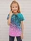 preiswerte 3D-T-Shirts für Mädchen-Kinder Mädchen T-Shirt Kurzarm 3D-Druck Farbblock Blau Purpur Rosa Kinder Oberteile Frühling Sommer Aktiv Modisch Strassenmode Täglich Innen Outdoor Regular Fit 3-12 Jahre / nette Art