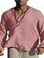cheap Men&#039;s Casual Shirts-Men&#039;s Casual Shirt Solid Color V Neck Street Casual Long Sleeve Tops Casual Fashion Breathable Comfortable Green Gray Pink Beach Shirts Summer