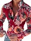 cheap Men-Men&#039;s Shirt Floral Striped Cheetah Print Collar Turndown Casual Daily Long Sleeve Button-Down Tops Cotton Casual Fashion Breathable Comfortable White Black Blue