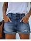 billiga Damshorts-Dam Jeans Shorts Denim Opressade byxor Medium Midja Kort Svart Sommar