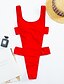 preiswerte Einteiler-Damen Bademode Ein Stück Monokini Badeanzüge Normal Badeanzug Einfarbig Bauchkontrolle Rückenfrei Hoch tailliert Weiß Schwarz Rote Rundhalsausschnitt Badeanzüge Urlaub Modisch neu / Modern
